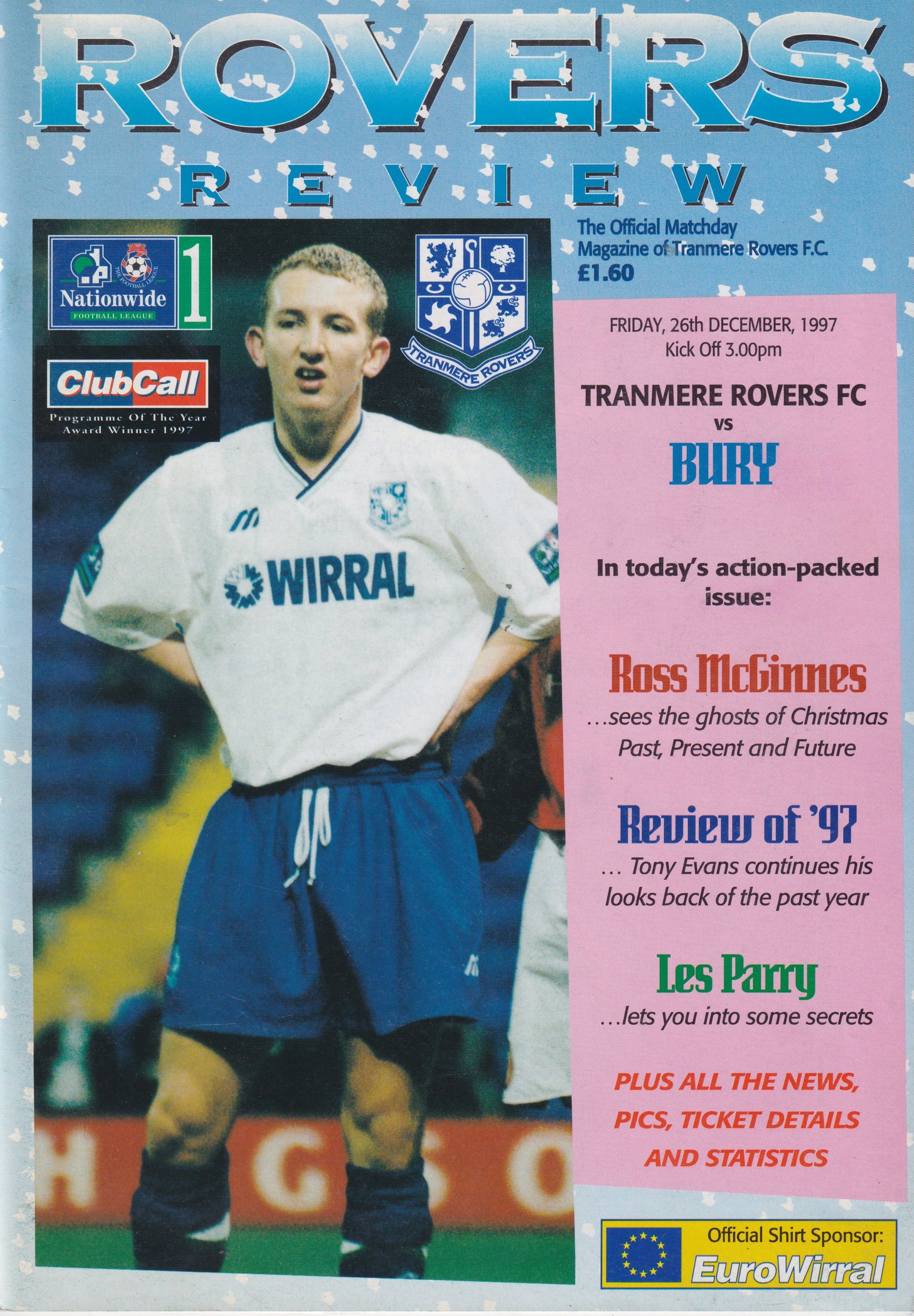 Tranmere Rovers v Bury match programme
